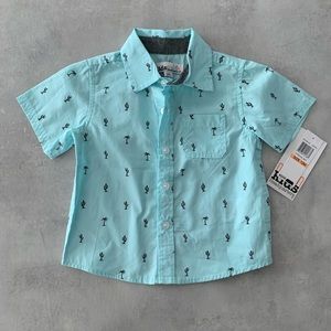 Cactus and Palm Tree Button Up Short Sleeve Shirt